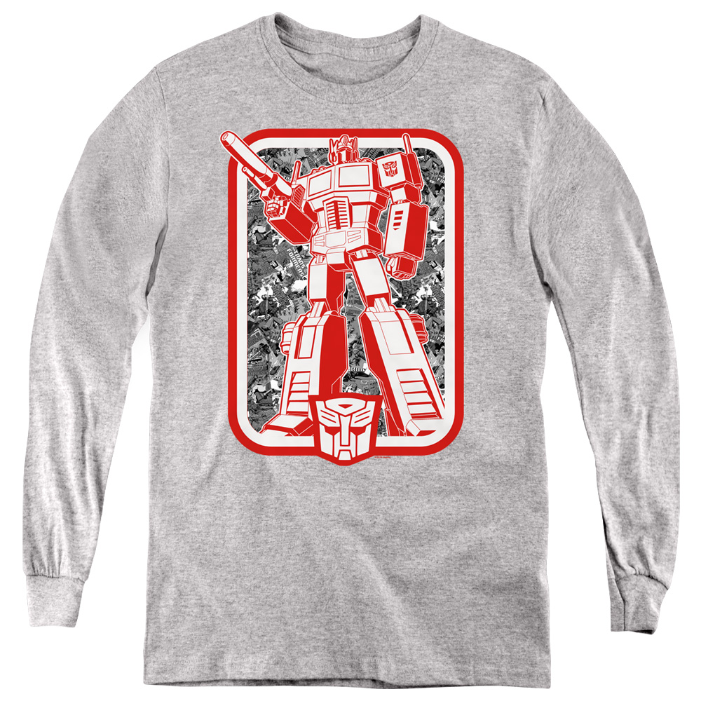 Transformers & Autobot-Youth Long Sleeve T-Shirt, Athletic Heather - Medium