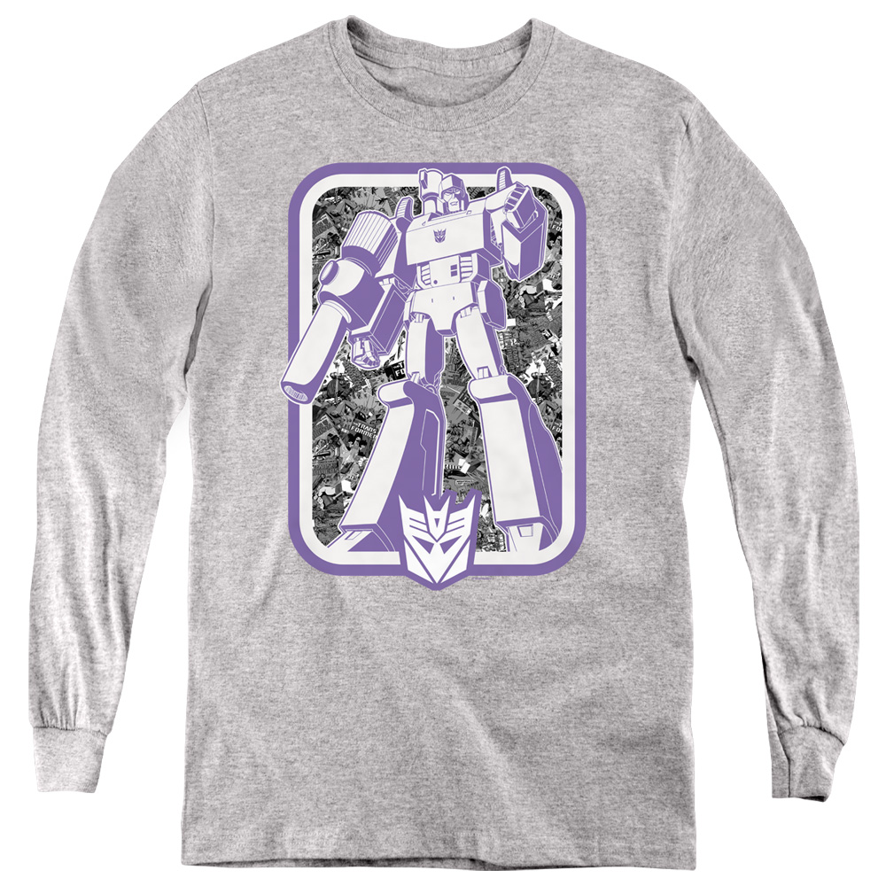 Transformers & Decepticon-Youth Long Sleeve T-Shirt, Athletic Heather - Extra Large