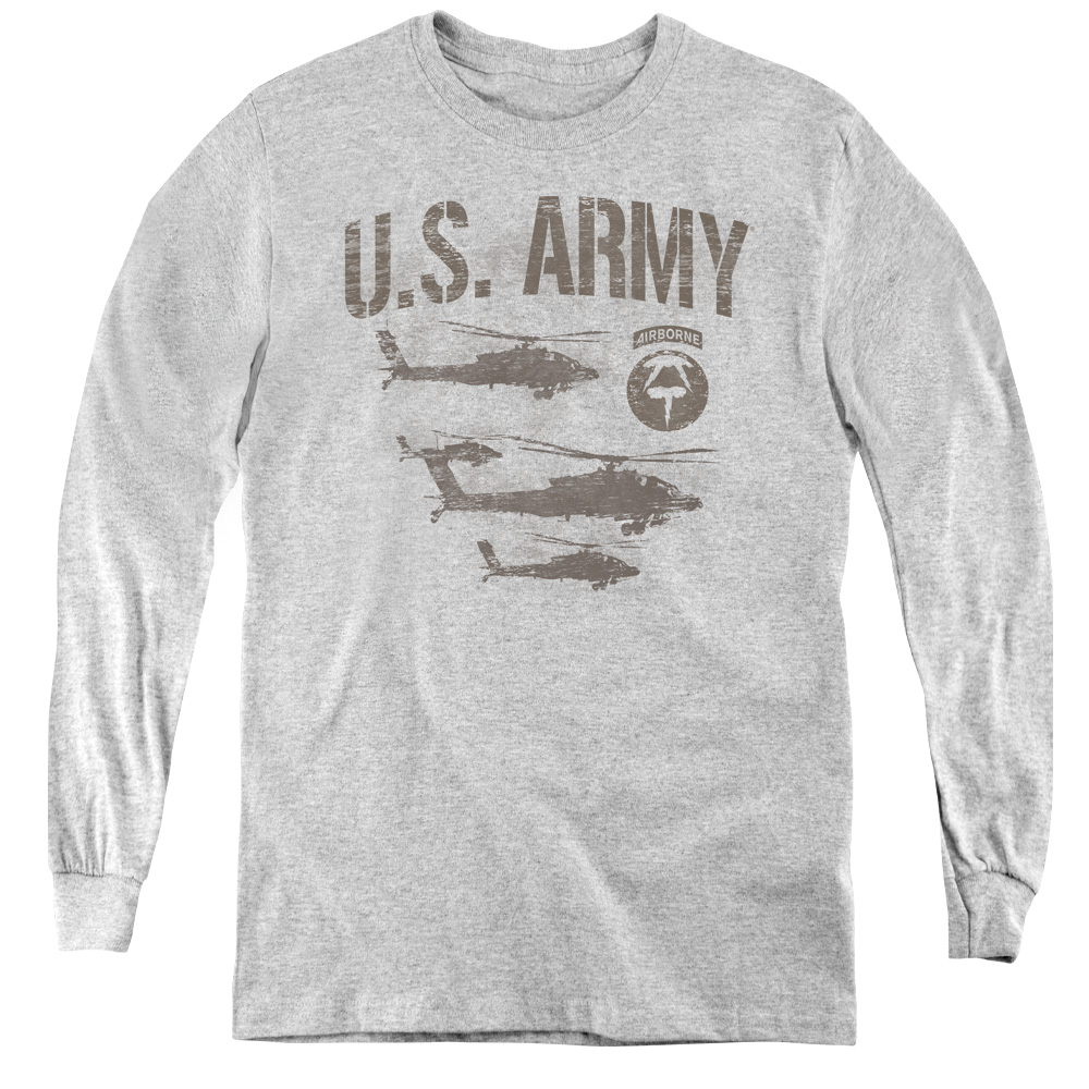 AR105-YL-1 Army & Airborne-Youth Long Sleeve Tee, Athletic Heather - Small
