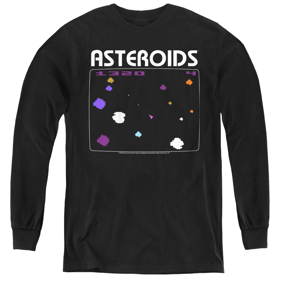 ATRI112-YL-3 Atari & Asteroids Screen-Youth Long Sleeve Tee, Black - Large