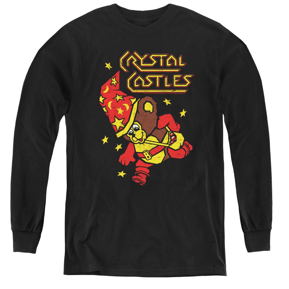 Atari & Crystal Bear-Youth Long Sleeve Tee, Black - Small