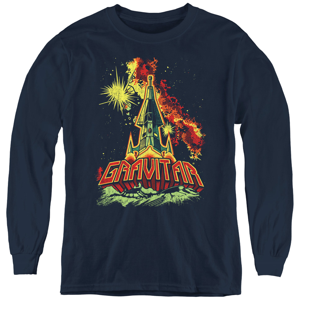 Atari & Blast Off-Youth Long Sleeve Tee, Navy - Small