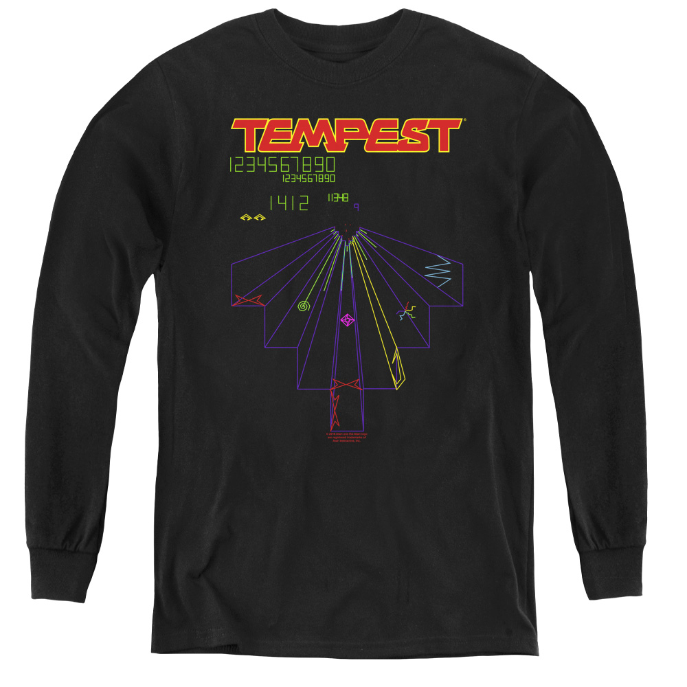 Atari & Tempest Screen-Youth Long Sleeve Tee, Black - Small