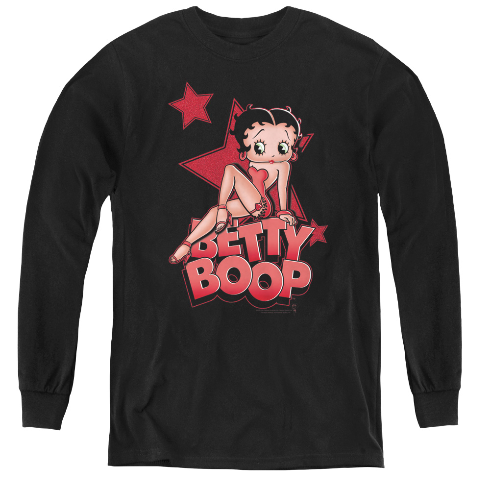 Betty Boop & Sexy Star-Youth Long Sleeve Tee, Black - Medium
