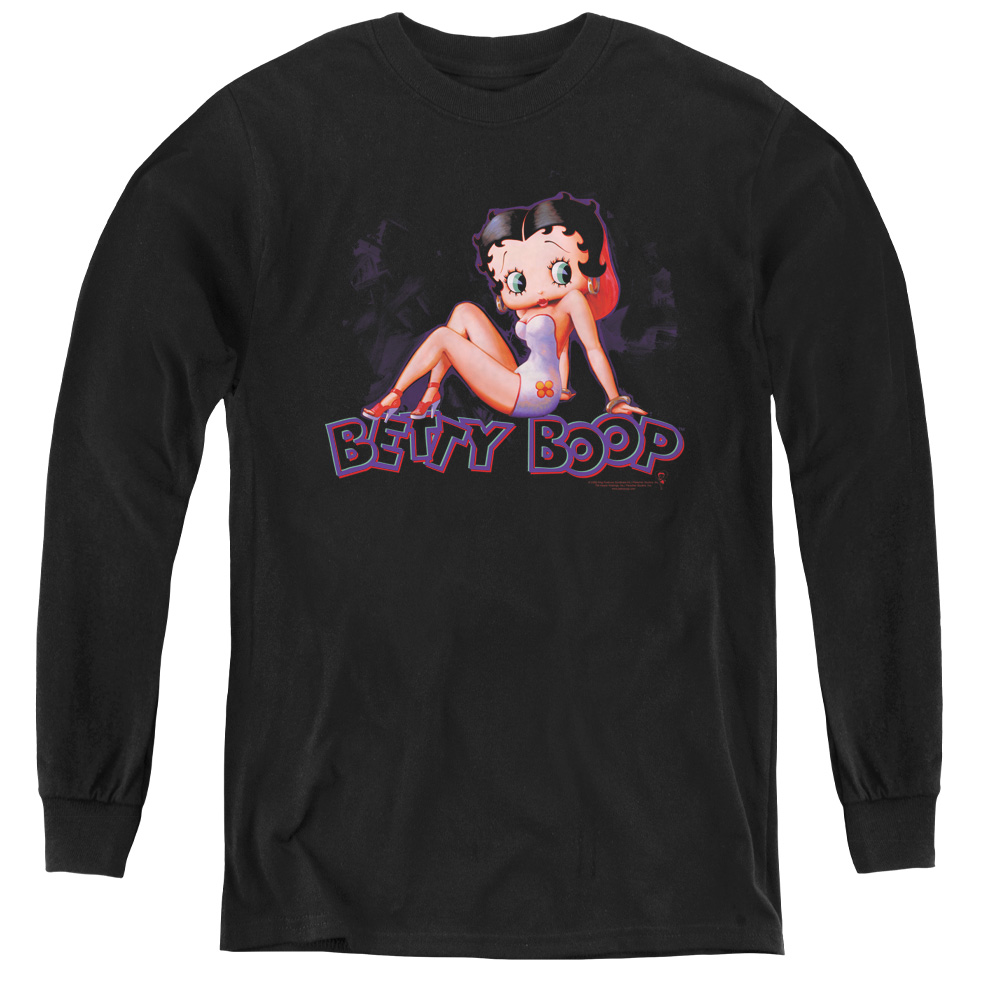 Betty Boop & Glowing-Youth Long Sleeve Tee, Black - Small