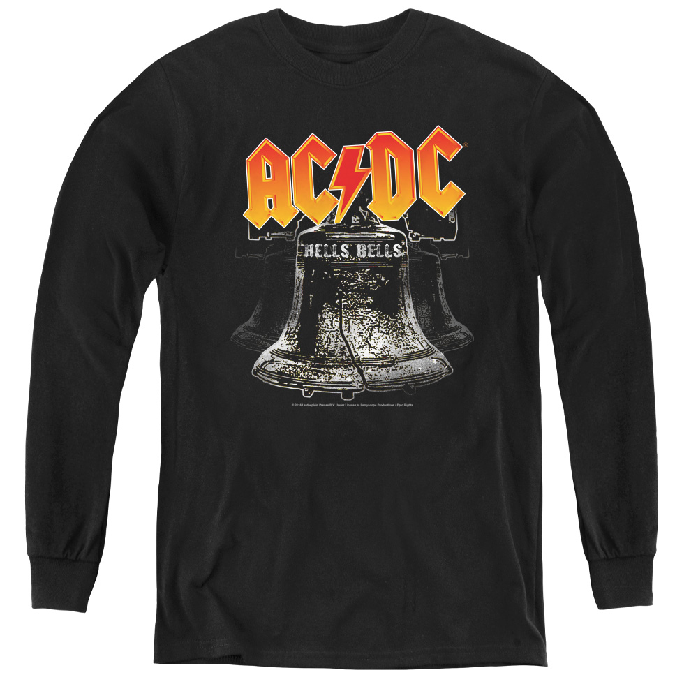 ACDC105-YL-4 ACDC & Hells Bells-Youth Long Sleeve Tee, Black - Extra Large