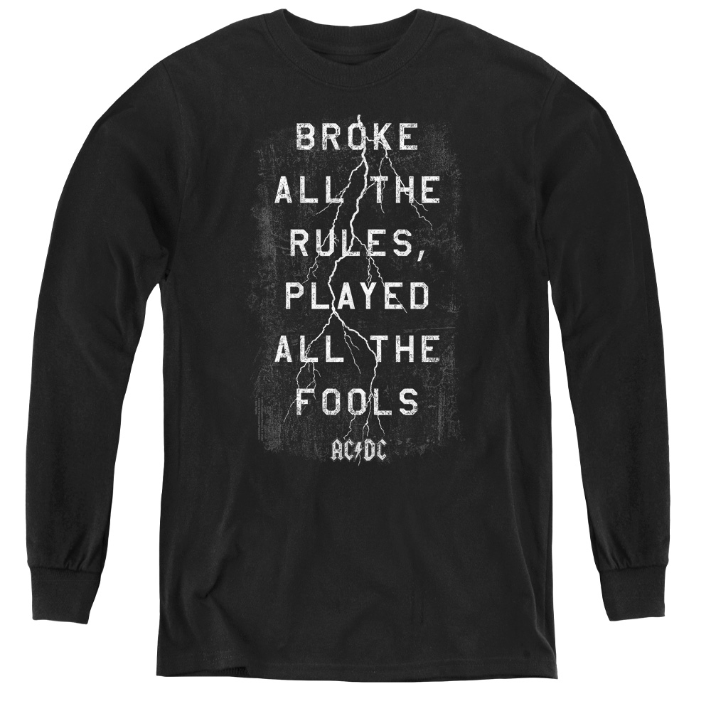 ACDC147-YL-1 ACDC & Struck-Youth Long Sleeve Tee, Black - Small