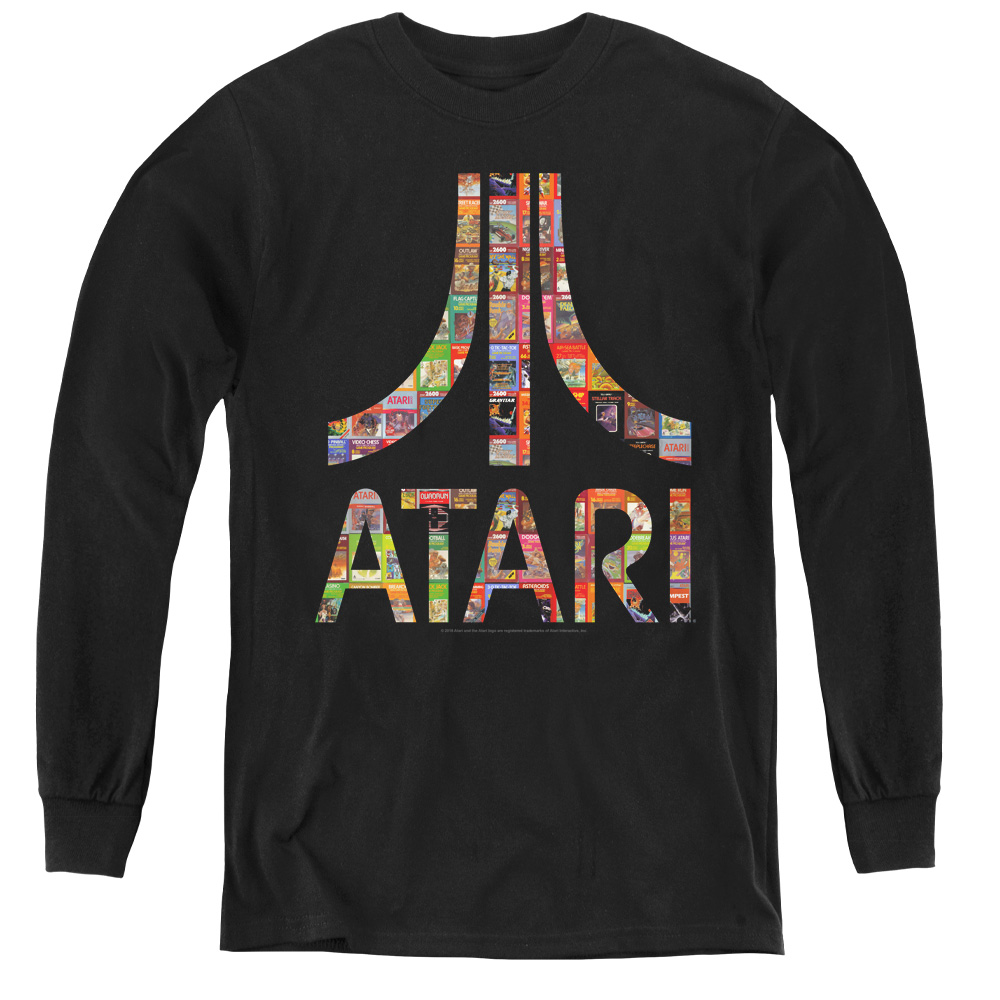 ATRI198-YL-2 Atari & Box Art-Youth Long Sleeve Tee, Black - Medium