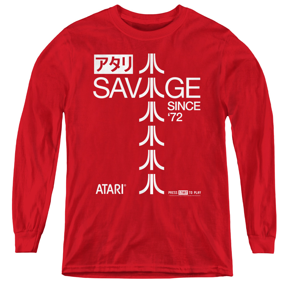ATRI199-YL-2 Atari & Savage 72-Youth Long Sleeve Tee, Red - Medium