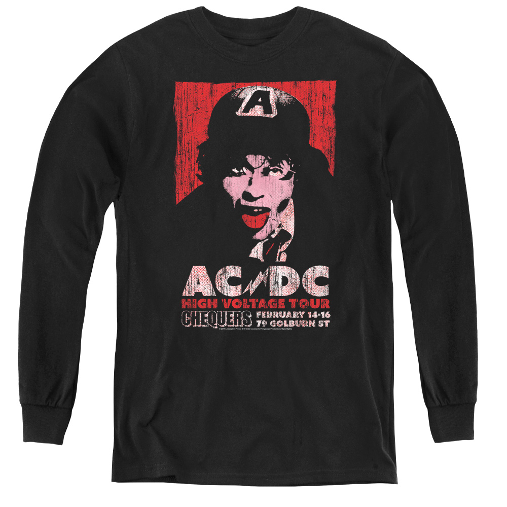 ACDC146-YL-2 ACDC & High Voltage Live 1975-Youth Long Sleeve Tee, Black - Medium