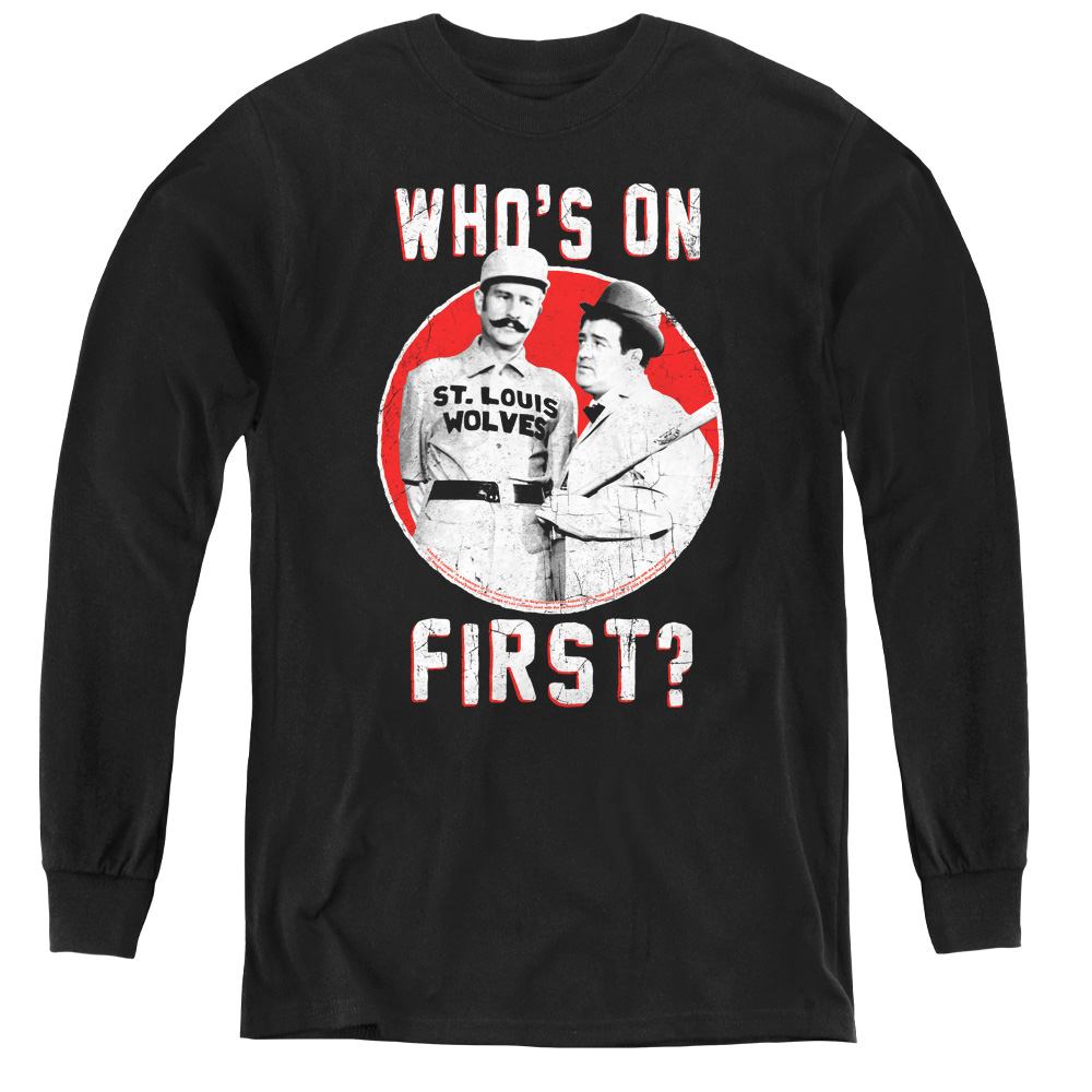 AAC115-YL-2 Abbott & Costello First-Youth Long Sleeve Tee, Black - Medium