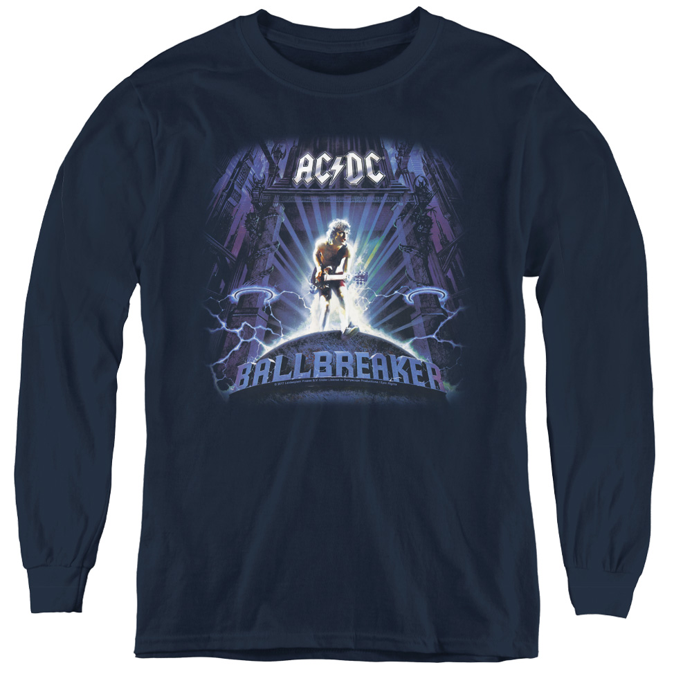 ACDC & Ballbreaker-Youth Long Sleeve Tee, Navy - Small