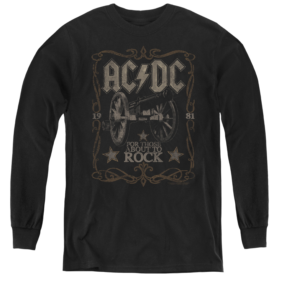 ACDC187-YL-1 ACDC & Rock Label-Youth Long Sleeve Tee, Black - Small