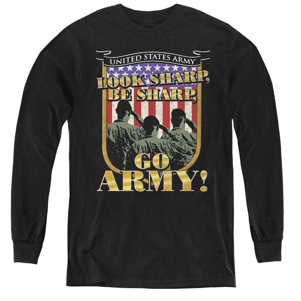 AR125-YL-4 Army & Go Army-Youth Long Sleeve Tee, Black - Extra Large