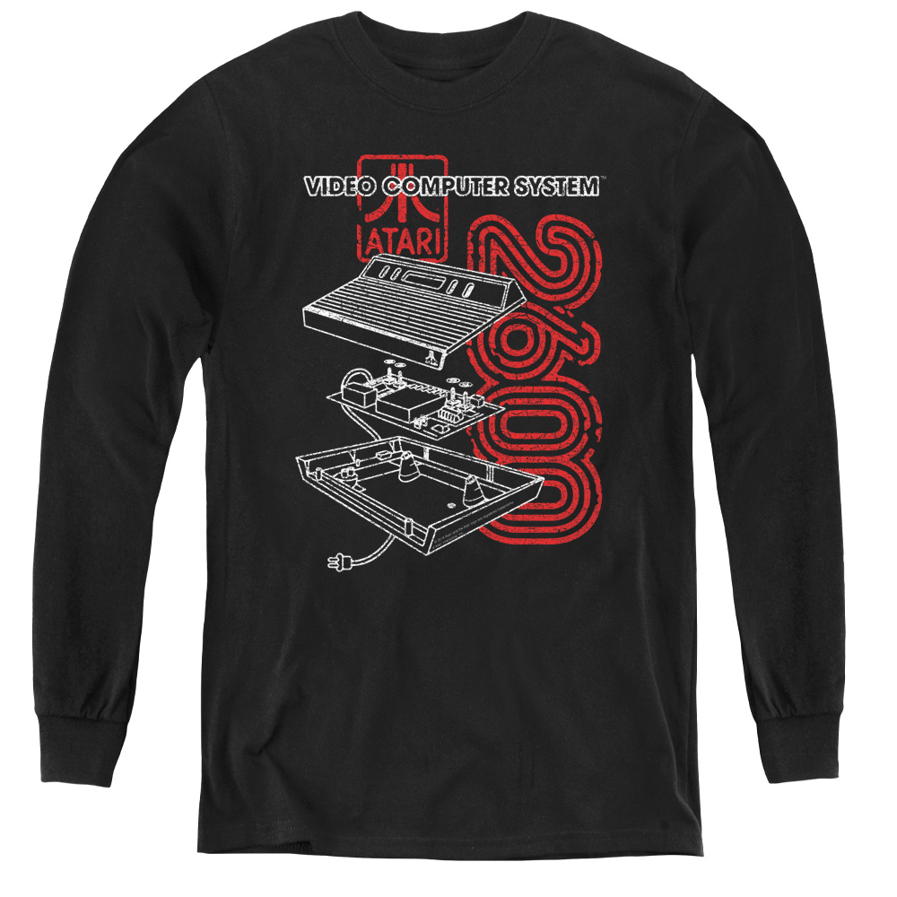 ATRI105-YL-1 Atari & 2600-Youth Long Sleeve Tee, Black - Small