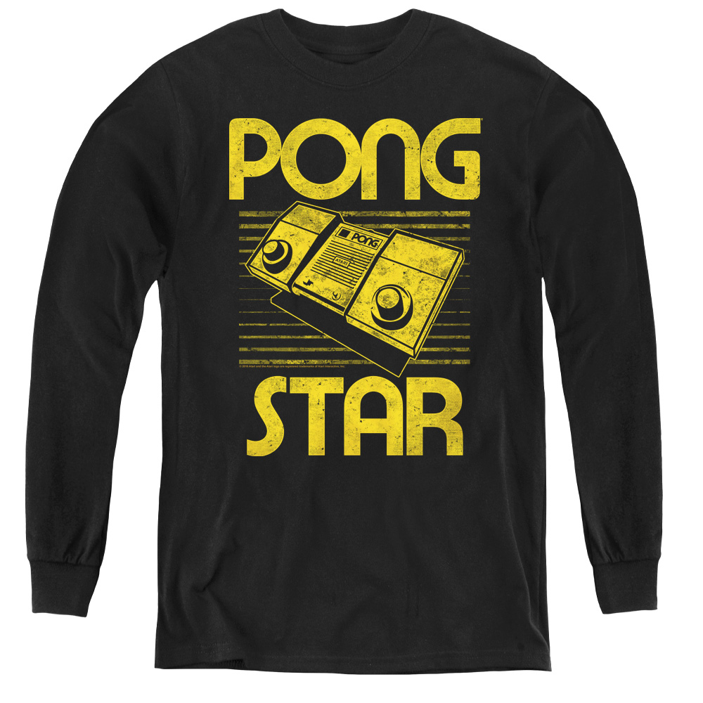 Atari & Star-Youth Long Sleeve Tee, Black - Small