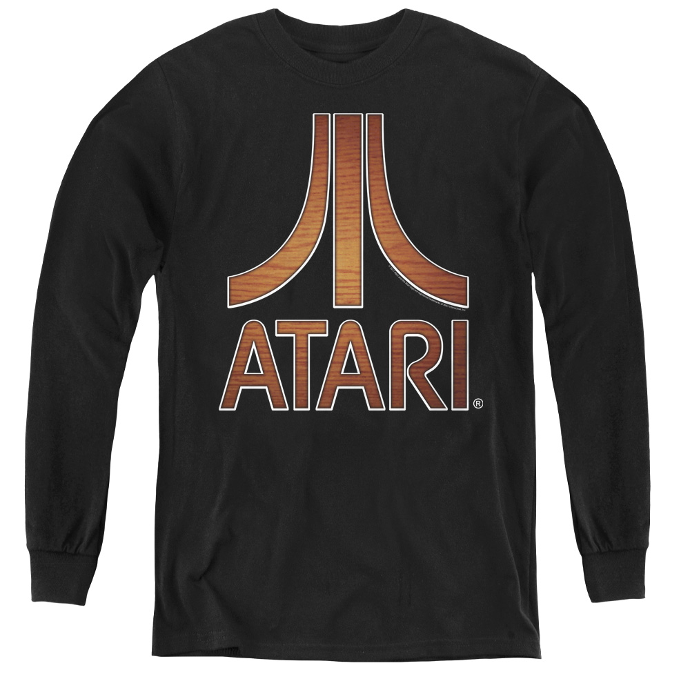 ATRI174-YL-1 Atari & Classic Wood Emblem-Youth Long Sleeve Tee, Black - Small