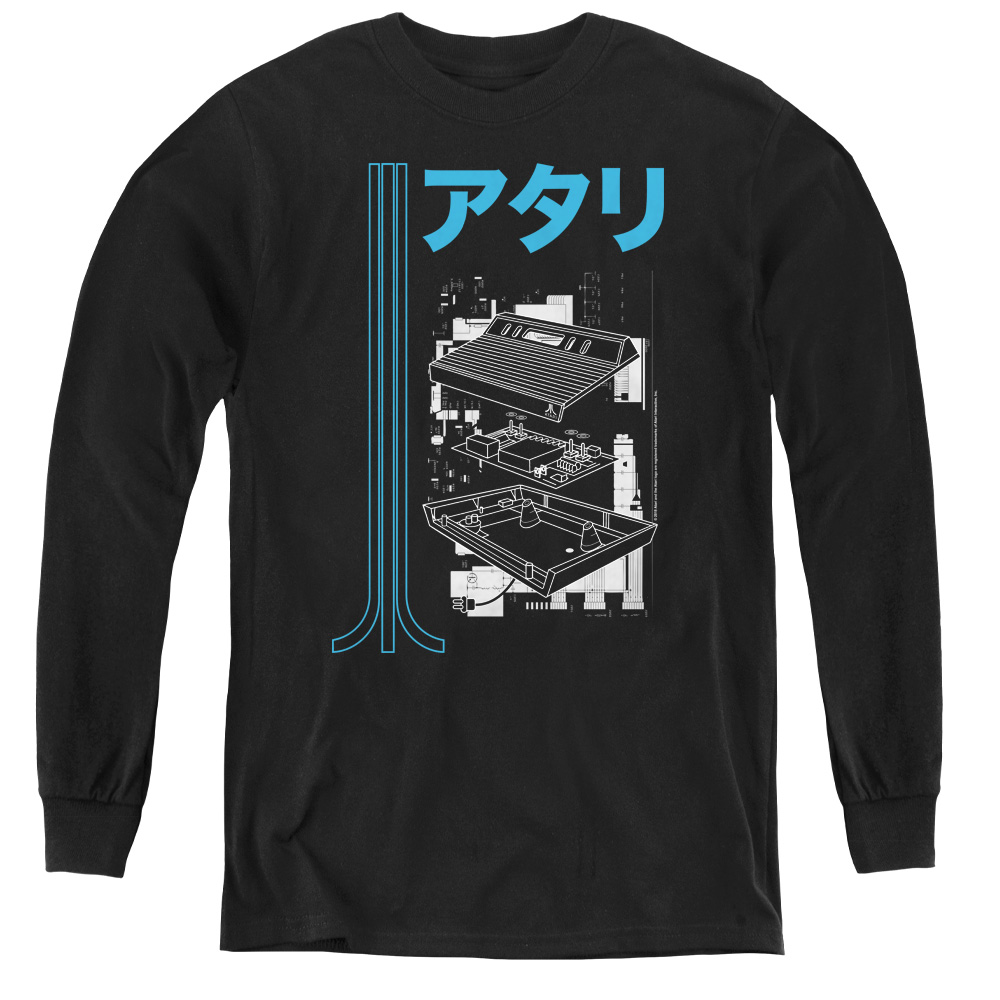 ATRI196-YL-2 Atari & Schematic-Youth Long Sleeve Tee, Black - Medium