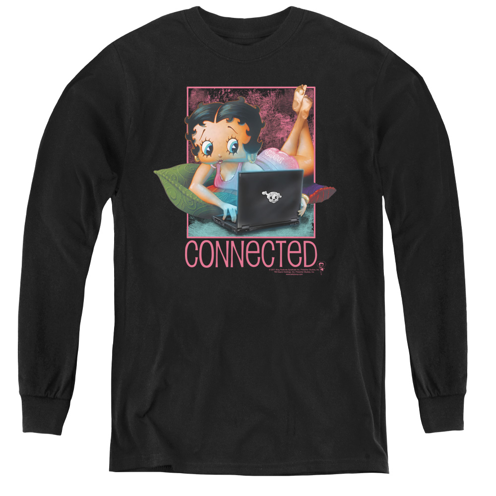 BB737-YL-2 Betty Boop & Connected-Youth Long Sleeve Tee, Black - Medium