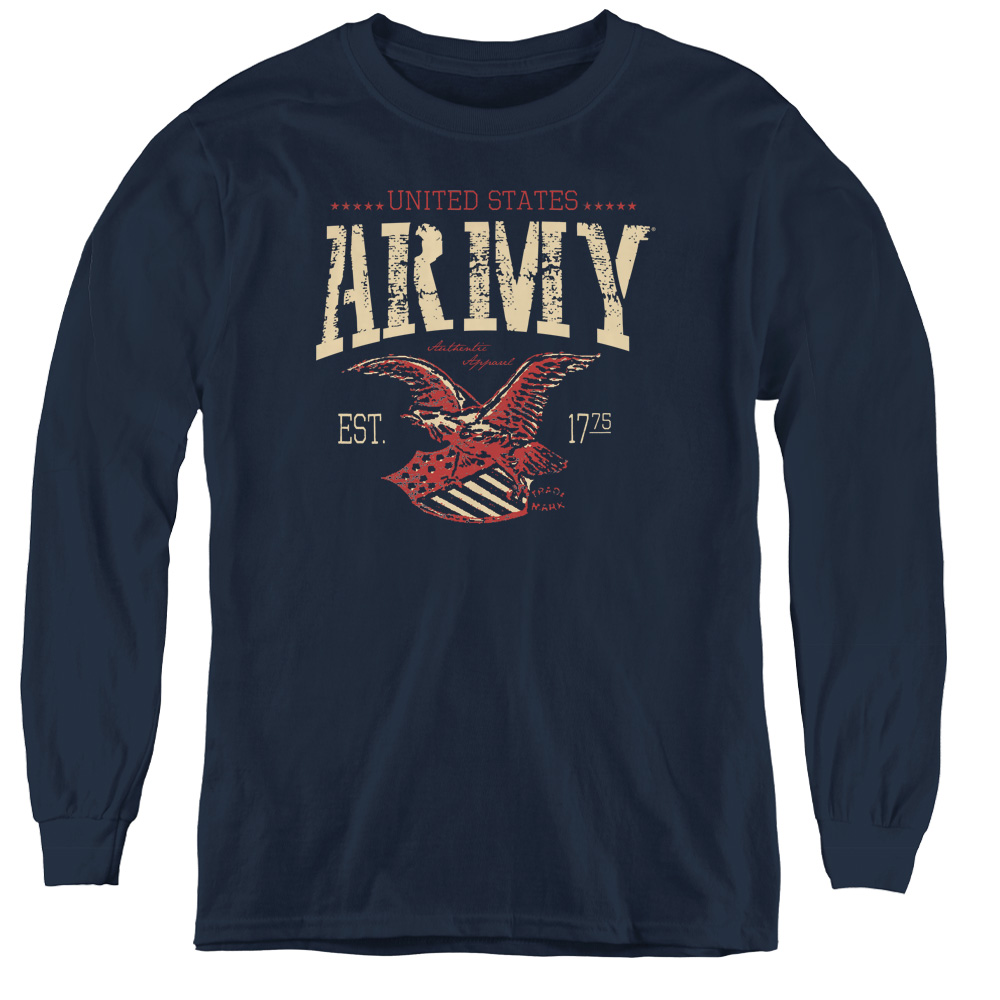 AR106-YL-2 Army & Arch-Youth Long Sleeve Tee, Navy - Medium