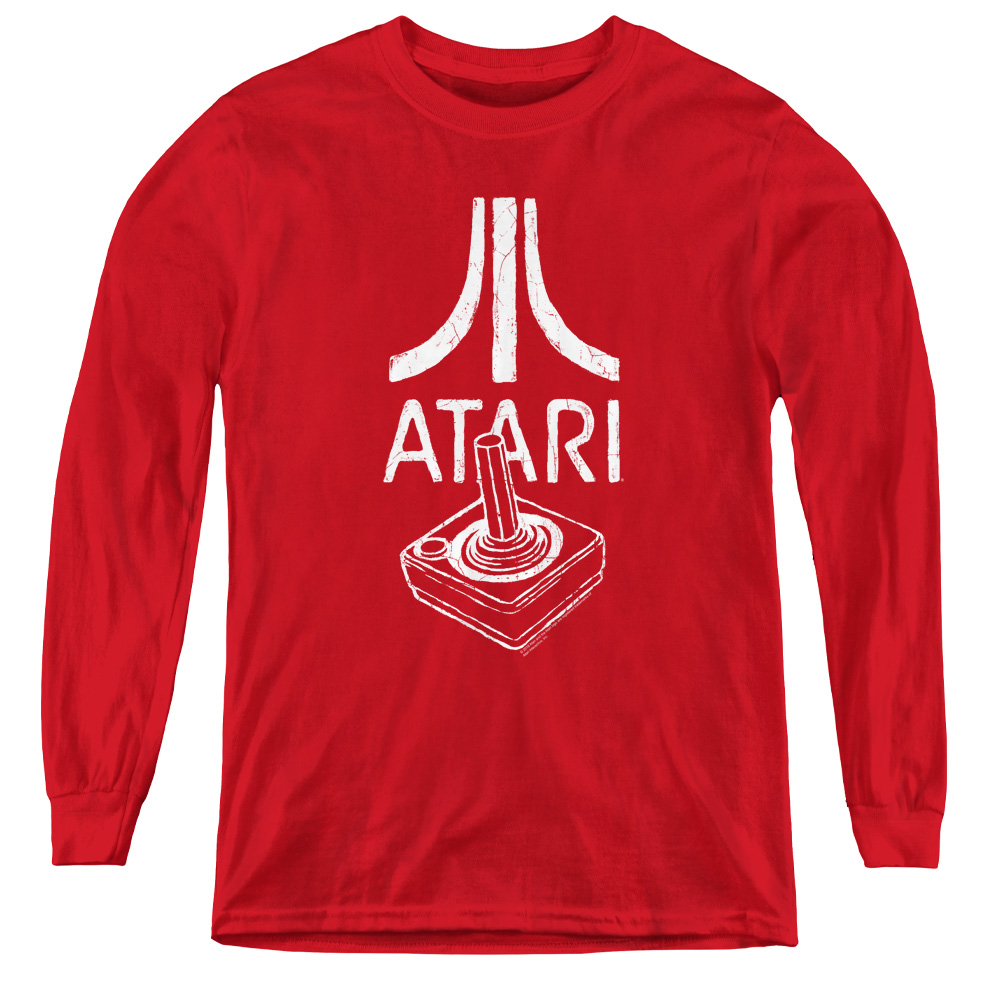 ATRI101-YL-3 Atari & Joystick Logo-Youth Long Sleeve Tee, Red - Large
