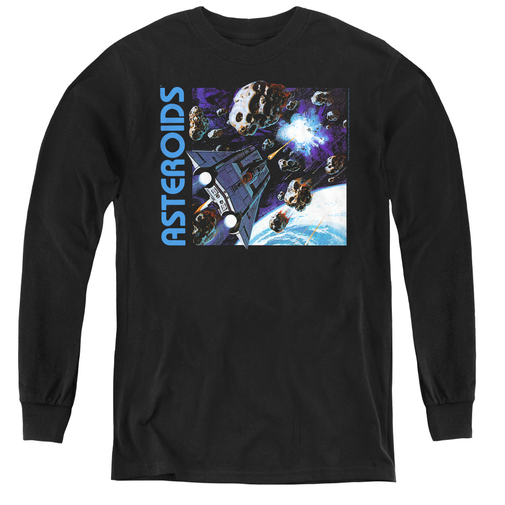 ATRI118-YL-1 Atari & 2600 Asteroids-Youth Long Sleeve Tee, Black - Small
