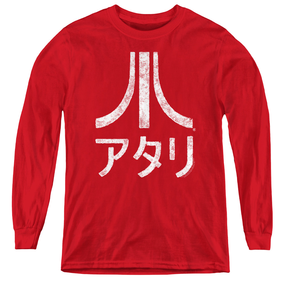 ATRI189-YL-4 Atari & Rough Kanji-Youth Long Sleeve Tee, Red - Extra Large