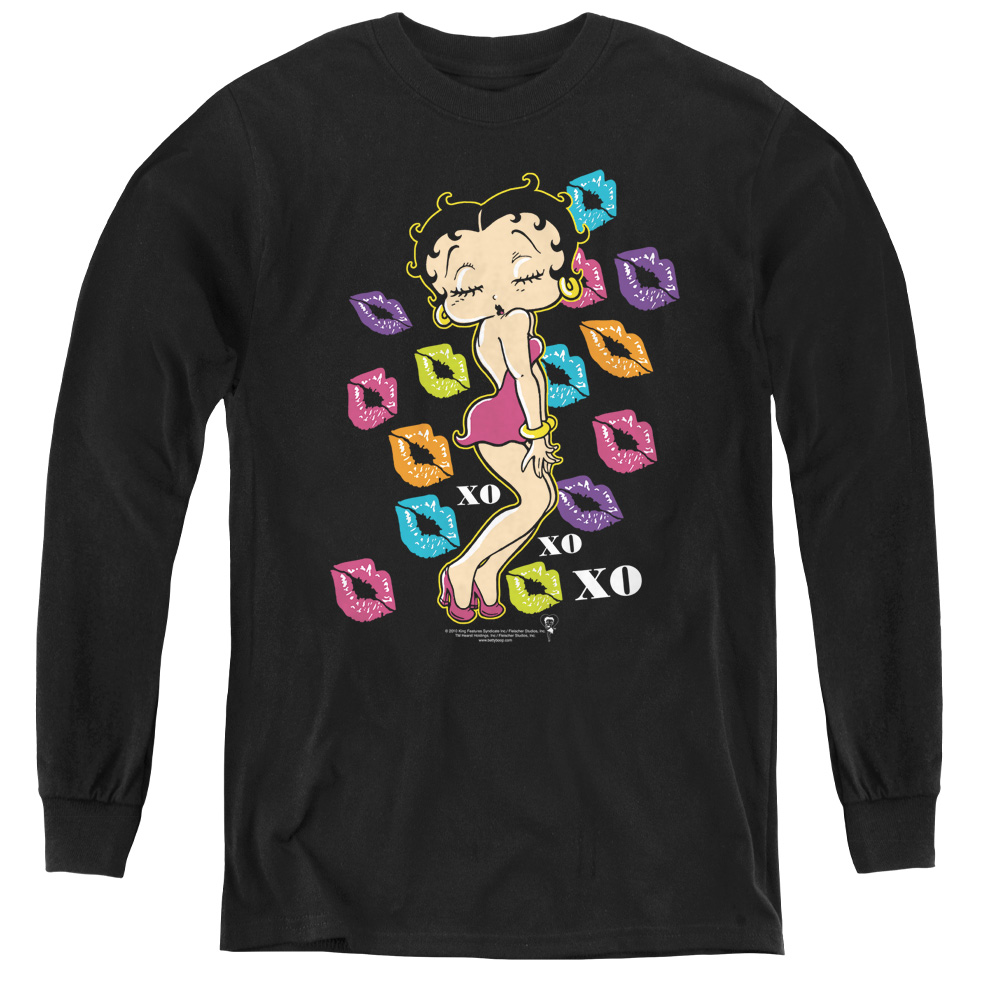 Betty Boop & Tripple XO-Youth Long Sleeve Tee, Black - Medium