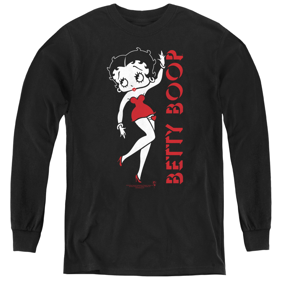 BB690C-YL-2 Betty Boop & Classic-Youth Long Sleeve Tee, Black - Medium