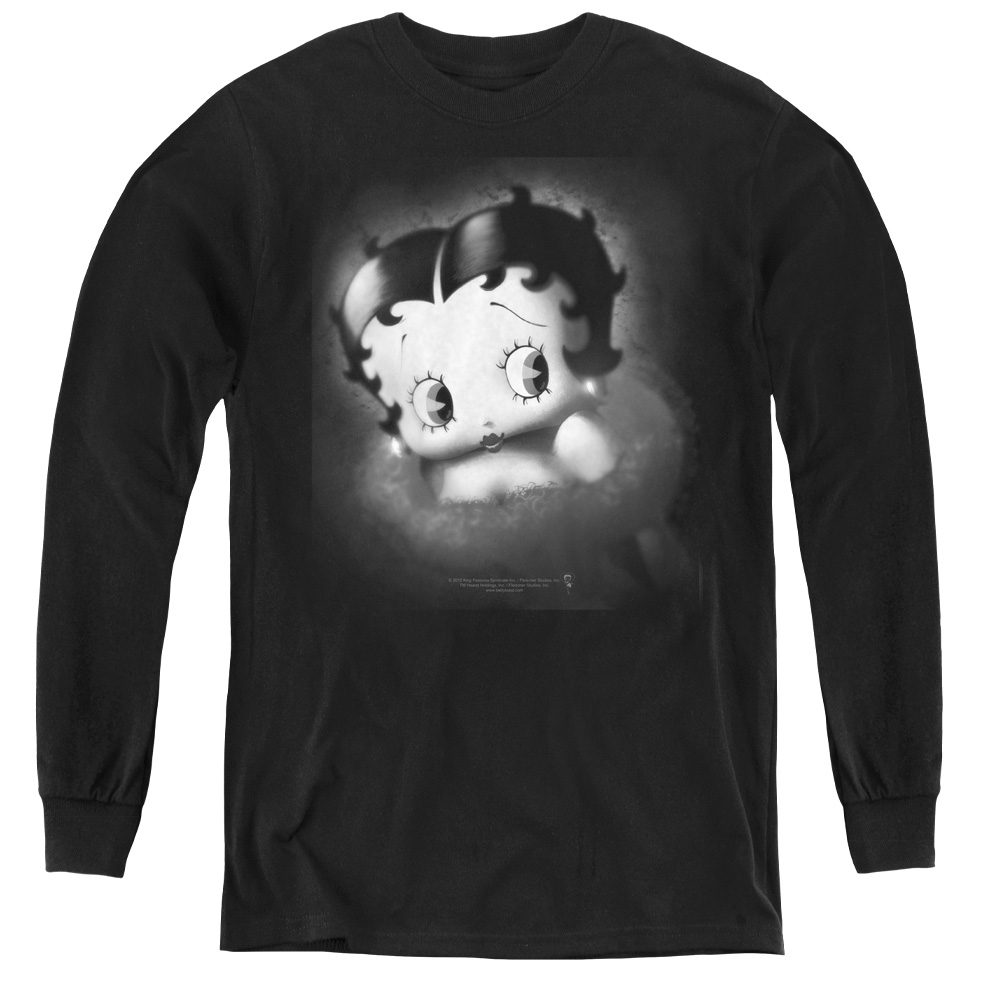 Betty Boop & Vintage Star-Youth Long Sleeve Tee, Black - Medium