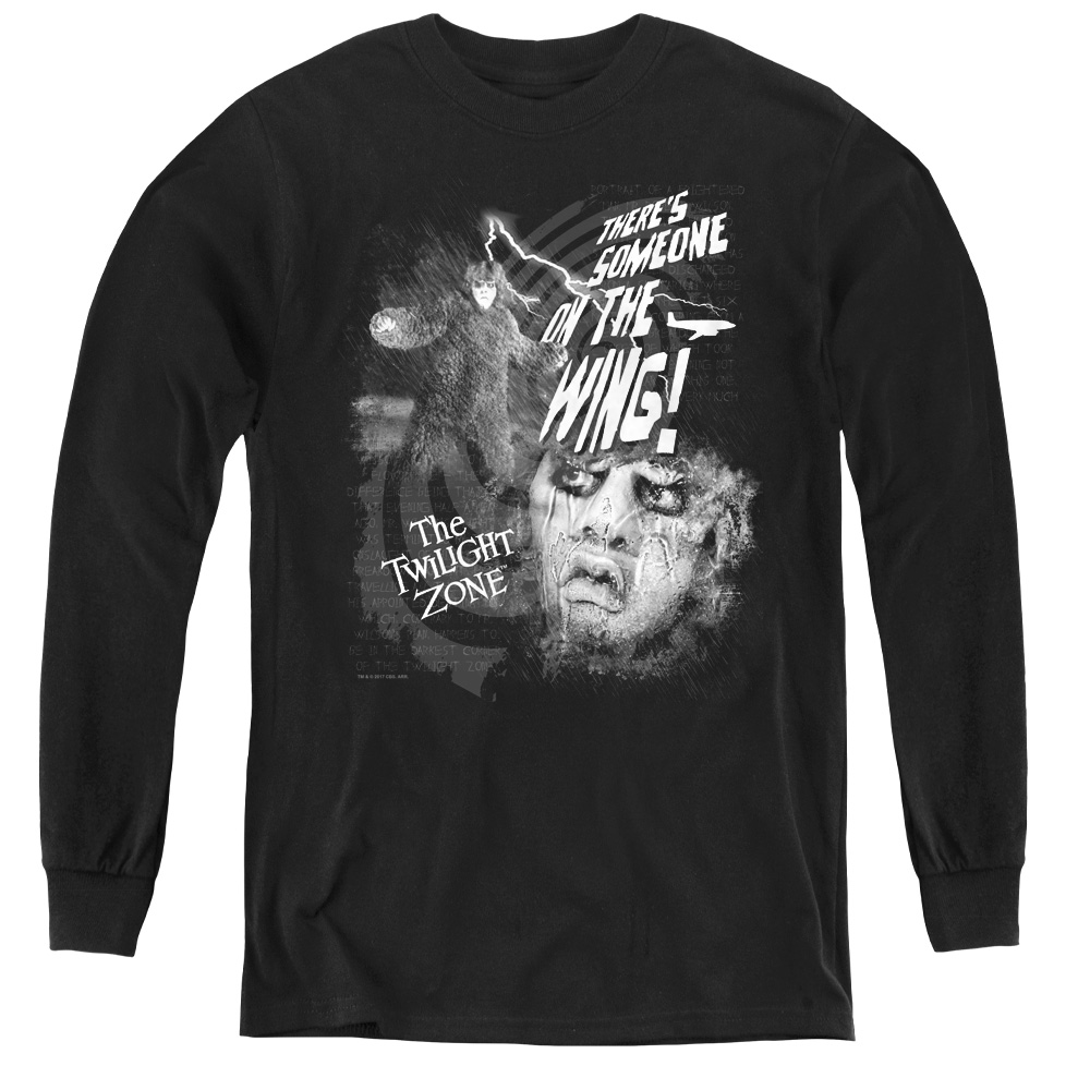 CBS1002-YL-4 Twilight Zone & Someone on the Wing-Youth Long Sleeve Tee, Black - Extra Large