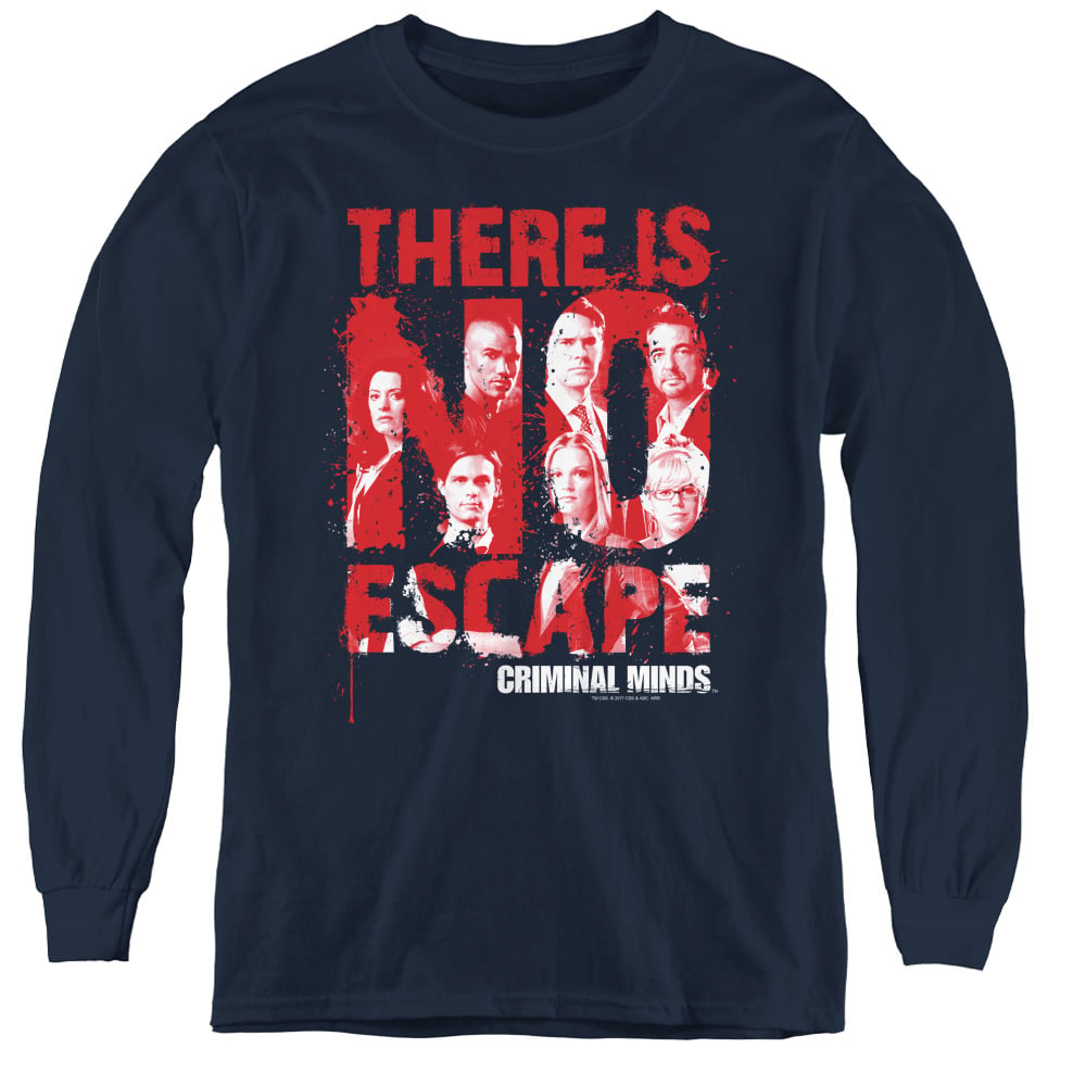 CBS1033-YL-2 Criminal Minds & No Escape-Youth Long Sleeve Tee, Navy - Medium