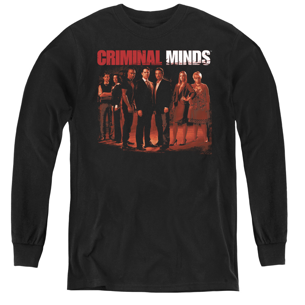 CBS1034-YL-2 Criminal Minds & The Crew-Youth Long Sleeve Tee, Black - Medium
