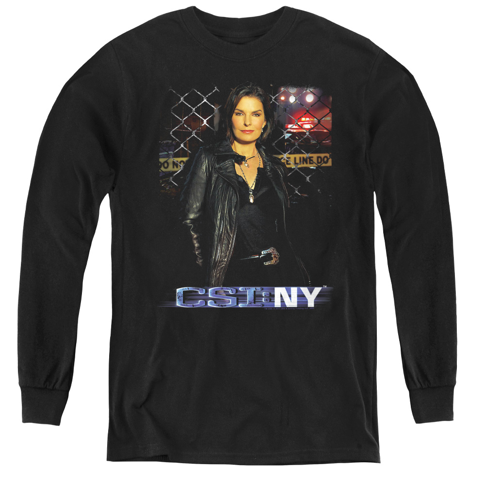 CBS1046-YL-3 CSI NY & Jo-Youth Long Sleeve Tee, Black - Large
