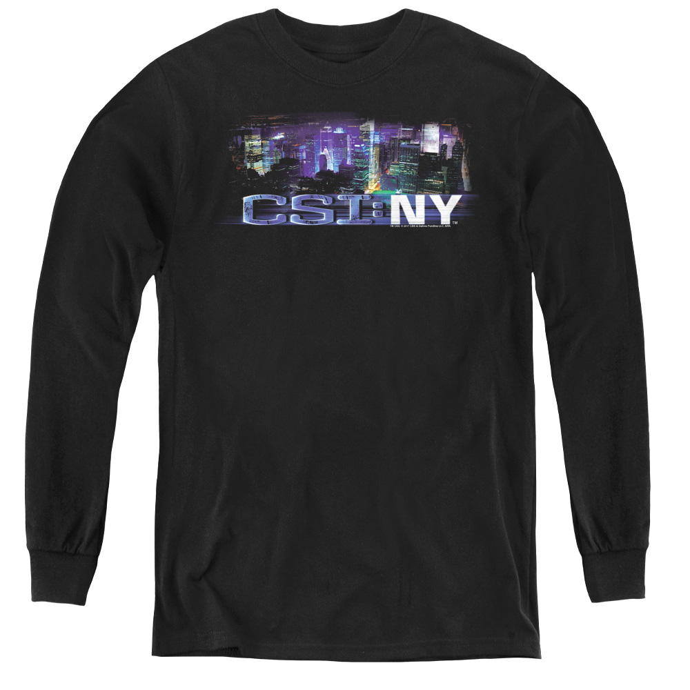 CBS1048-YL-4 CSI NY & Never Rests-Youth Long Sleeve Tee, Black - Extra Large