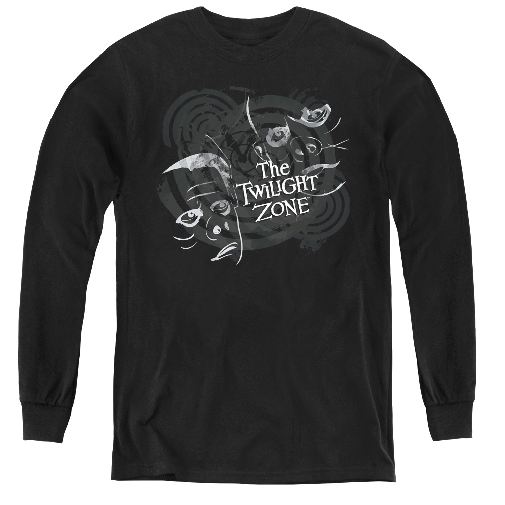 CBS1115-YL-2 Twilight Zone & Strange Faces-Youth Long Sleeve Tee, Black - Medium