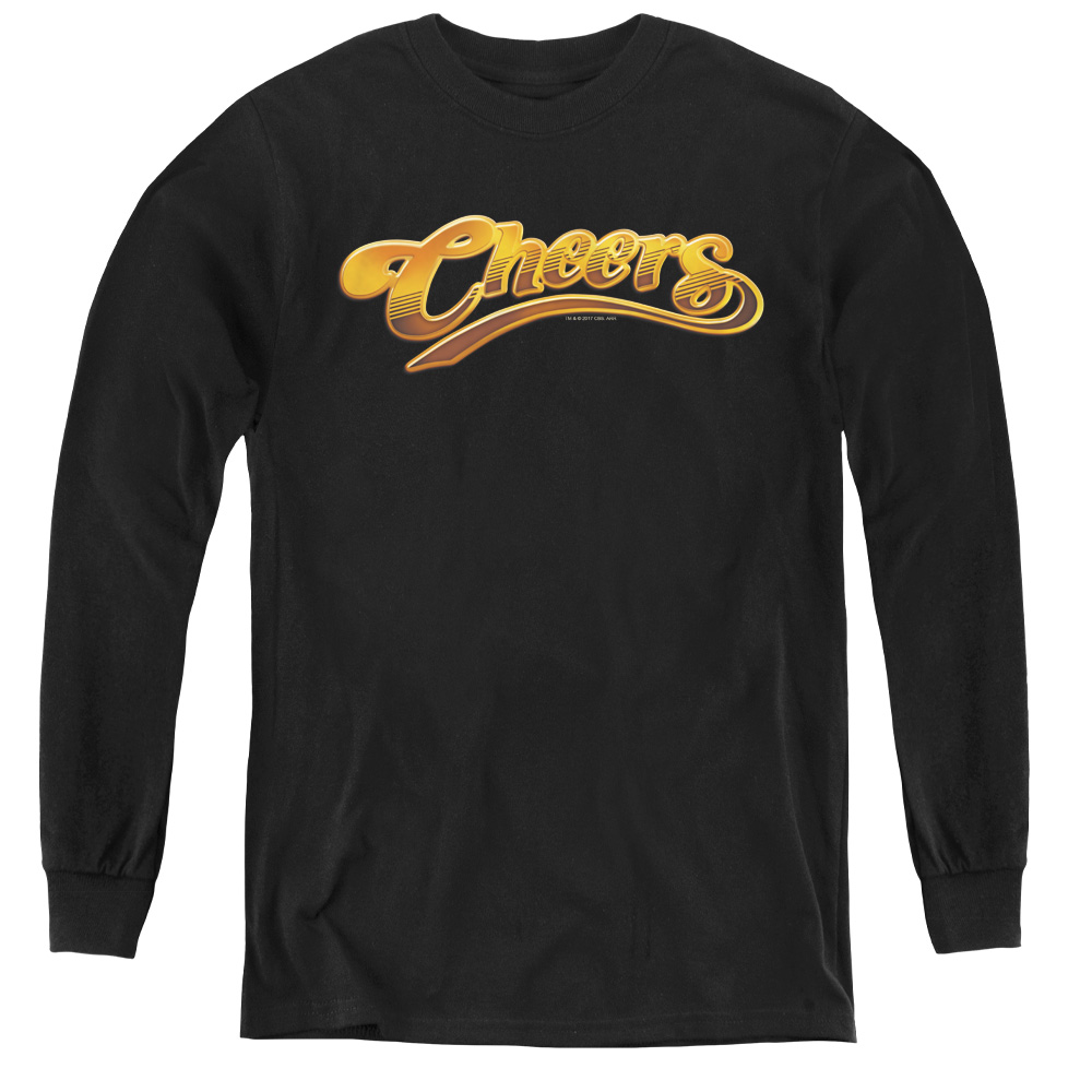 CBS111-YL-1 Cheers & Cheers Logo-Youth Long Sleeve Tee, Black - Small