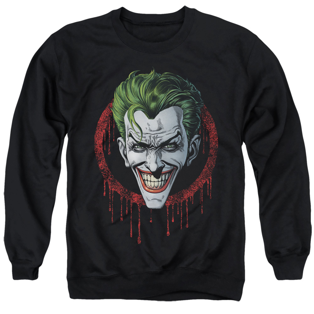 Batman & Joker Drip-Adult Crewneck Sweatshirt, Black - Medium