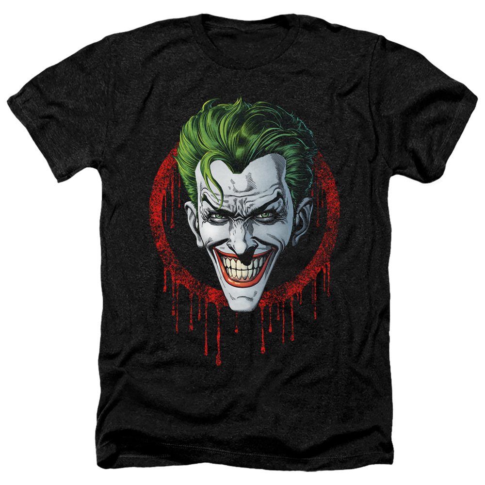 Batman & Joker Drip-Adult Heather T-Shirt, Black - Small