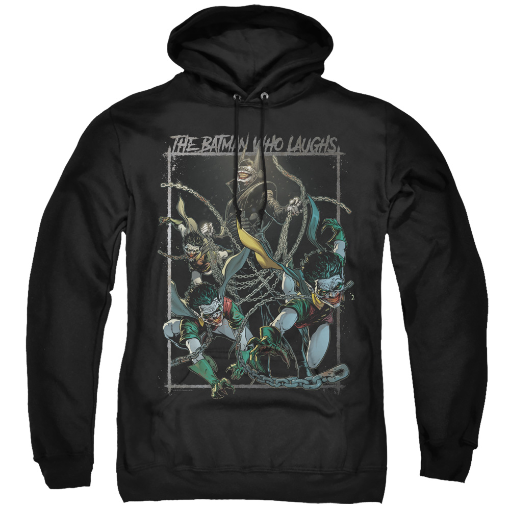 BM2975-AFTH-7 Batman & Batman Who Laughs-Adult Pull-Over Hoodie, Black - 4X -  Trevco