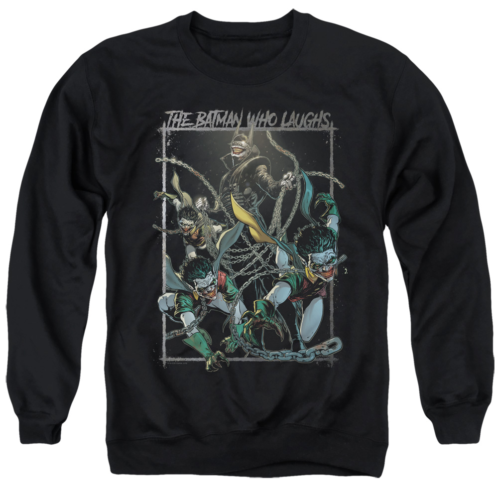 Batman & Batman Who Laughs-Adult Crewneck Sweatshirt, Black - Small