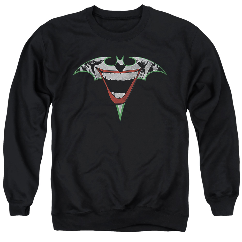 Batman & Joker Bat Logo-Adult Crewneck Sweatshirt, Black - Medium