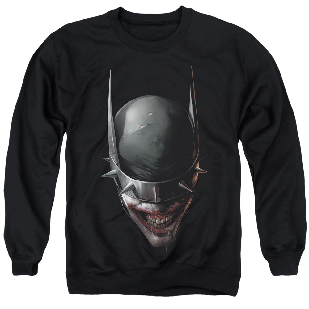 Batman & Batman Who Laughs Head-Adult Crewneck Sweatshirt, Black - Small