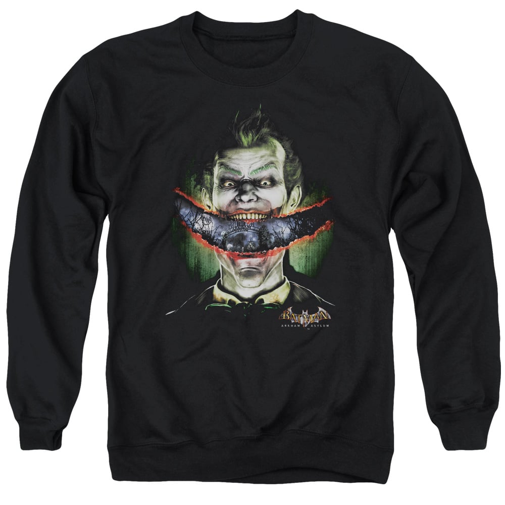Batman AA & Crazy Lips-Adult Crewneck Sweatshirt, Black - 2X