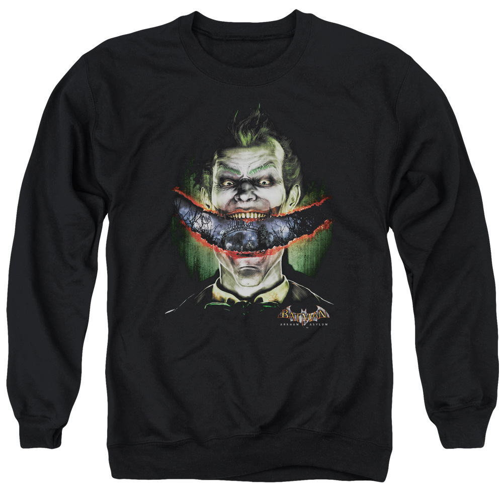 Batman AA & Crazy Lips-Adult Crewneck Sweatshirt, Black - 3X