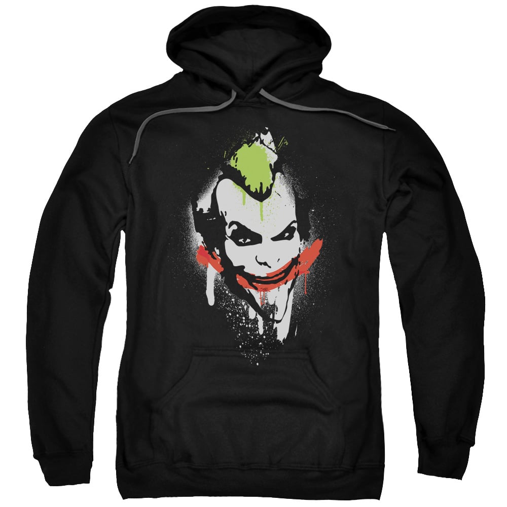 BM1985-AFTH-7 Arkham City & Spraypaint Smile-Adult Pull-Over Hoodie, Black - 4X -  Trevco