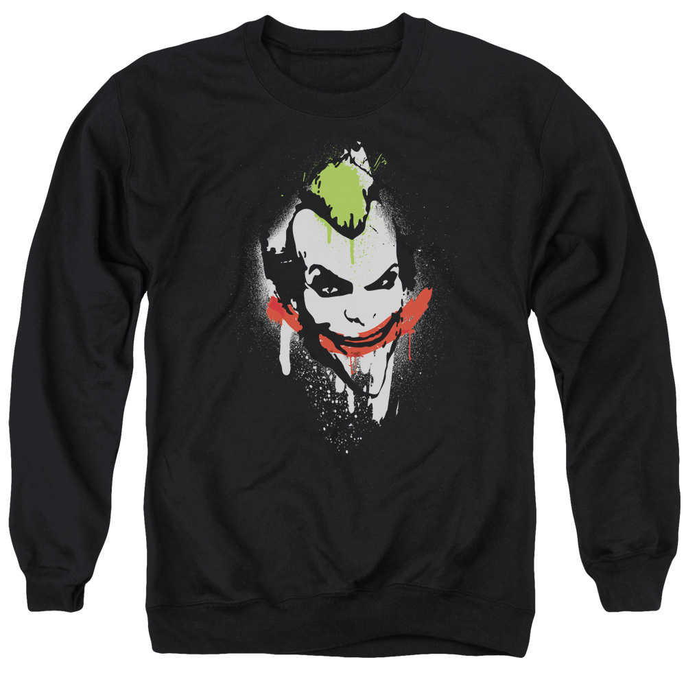 Arkham City & Spraypaint Smile-Adult Crewneck Sweatshirt, Black - Medium