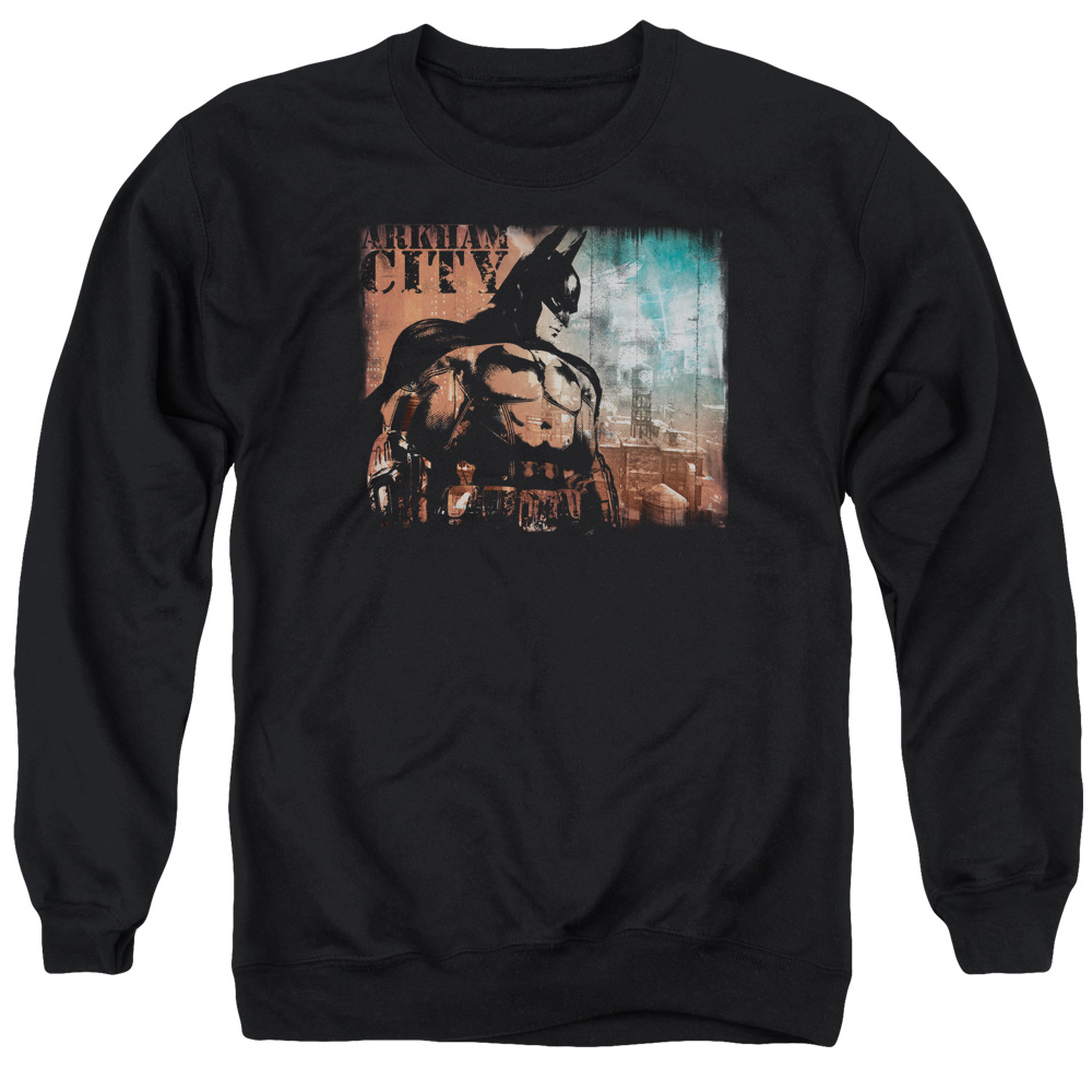 Arkham City & Knockout-Adult Crewneck Sweatshirt, Black - Extra Large
