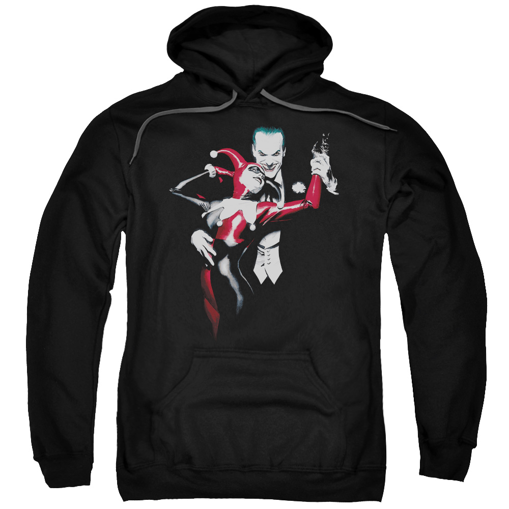 BM2019-AFTH-7 Batman Harley & Joker-Adult Pull-Over Hoodie, Black - 4X -  Trevco