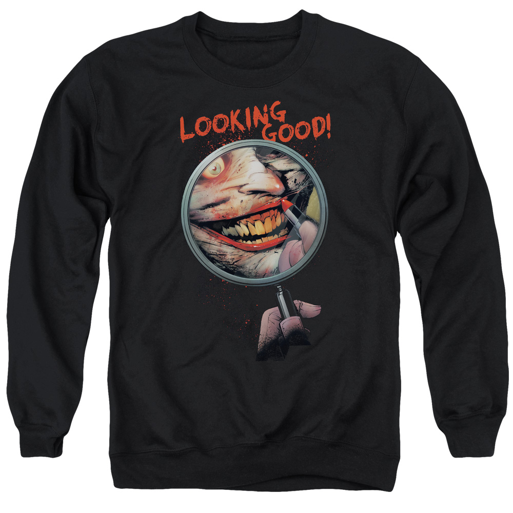 BM2484-AS-2 Batman & Looking Good-Adult Crewneck Sweatshirt, Black - Medium